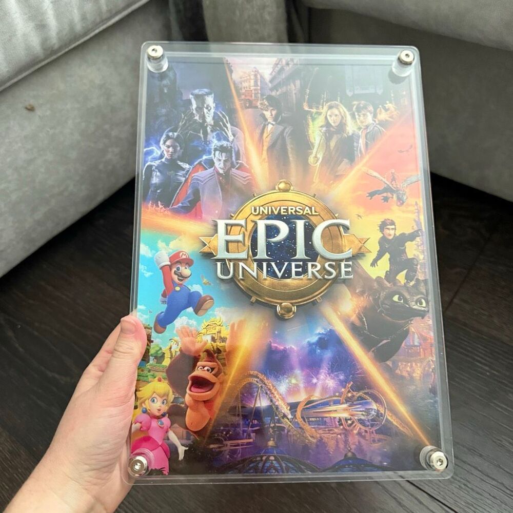 Universal Studios Epic Universe Clear Acrylic Display stand Art New - Picture 1 of 5